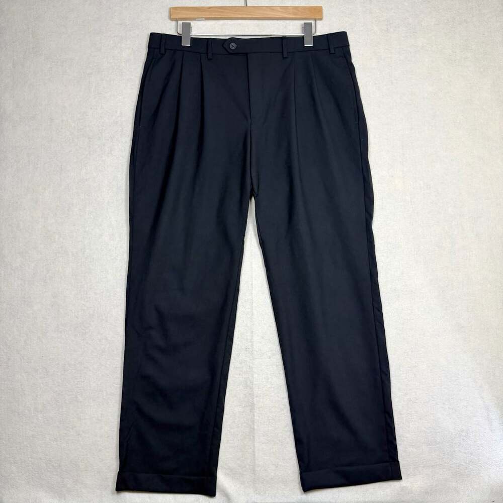 Vintage Lauren Ralph Lauren Pants Mens 36x30 100% Wool Pleated Dress Black